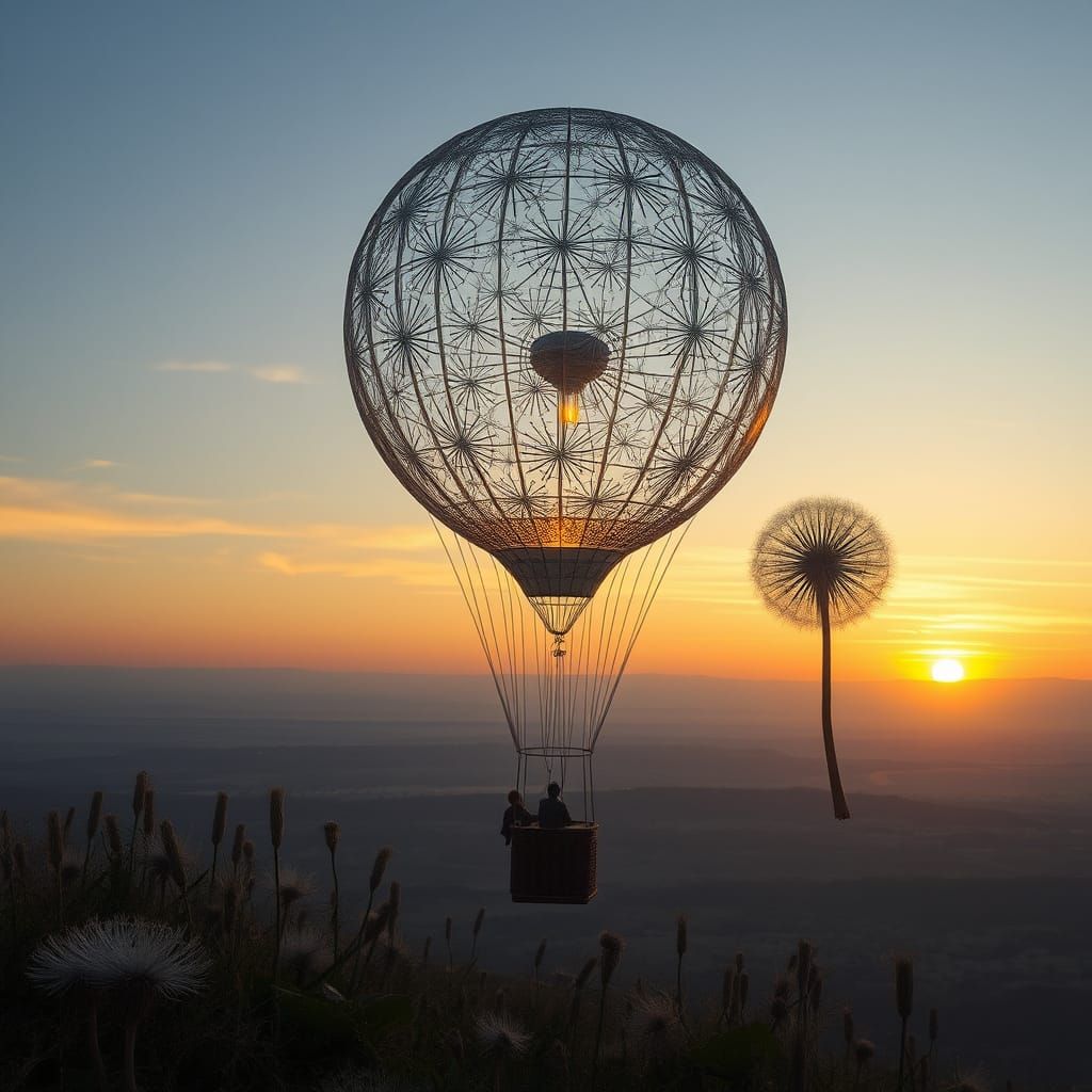 Sunset Hot Air Balloons in Bio-Art Style