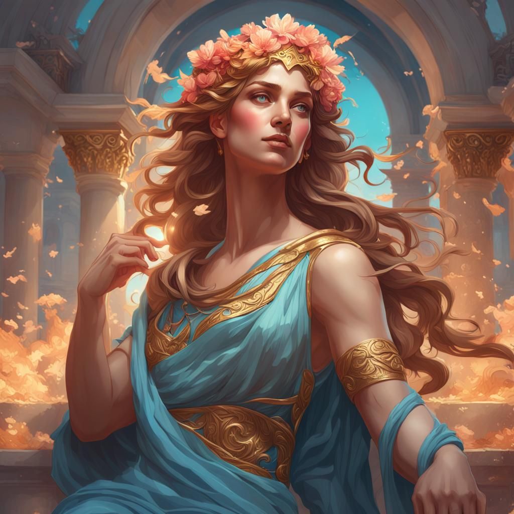 Aphrodite Portrait in Hyperdetailed Digital Art Style
