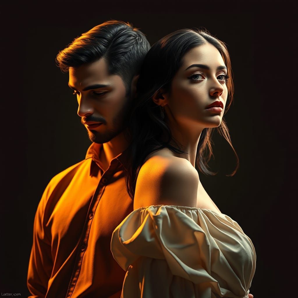 Contemplative Portrait with Hyperrealistic Lighting