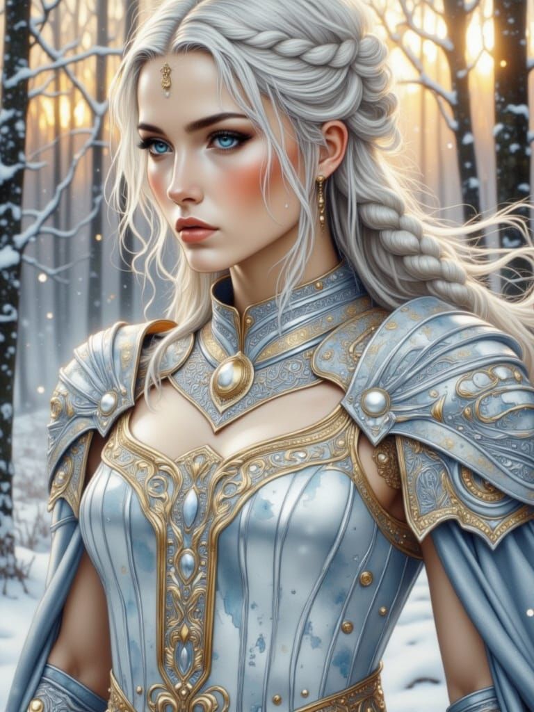 Nordic Knight on Cliff Overlooking Stormy Sea