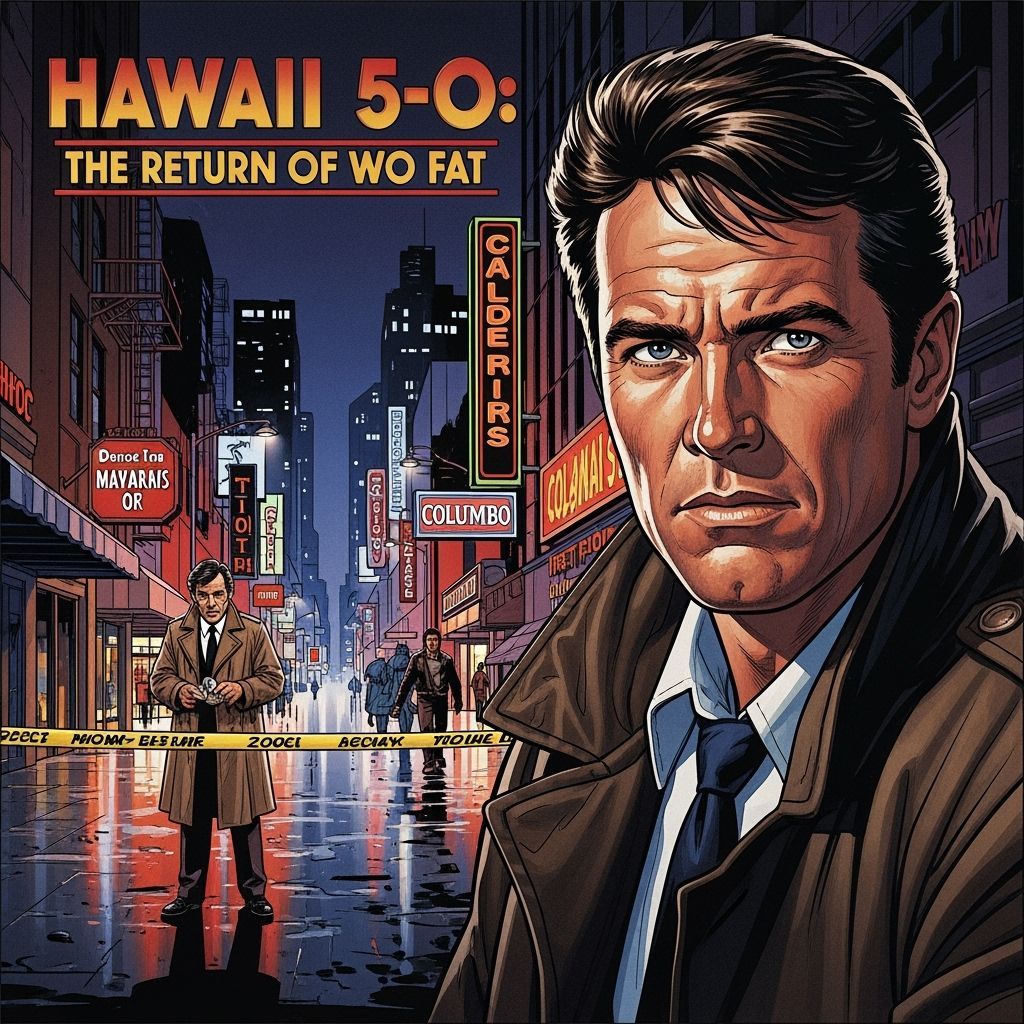 Hawaii 5-O Movie Poster: McGarrett vs. Wo Fat in 80s Style