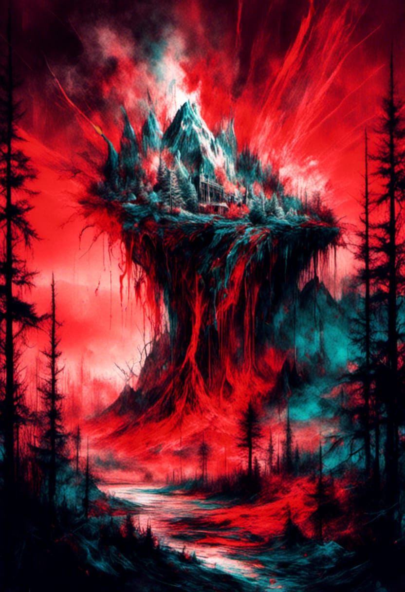 Ghost Volcano Eruption in Digital Illustration