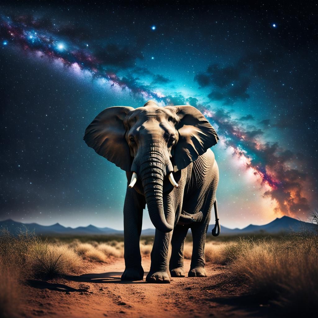 Elephant in Galaxy Sky: Professional Photography