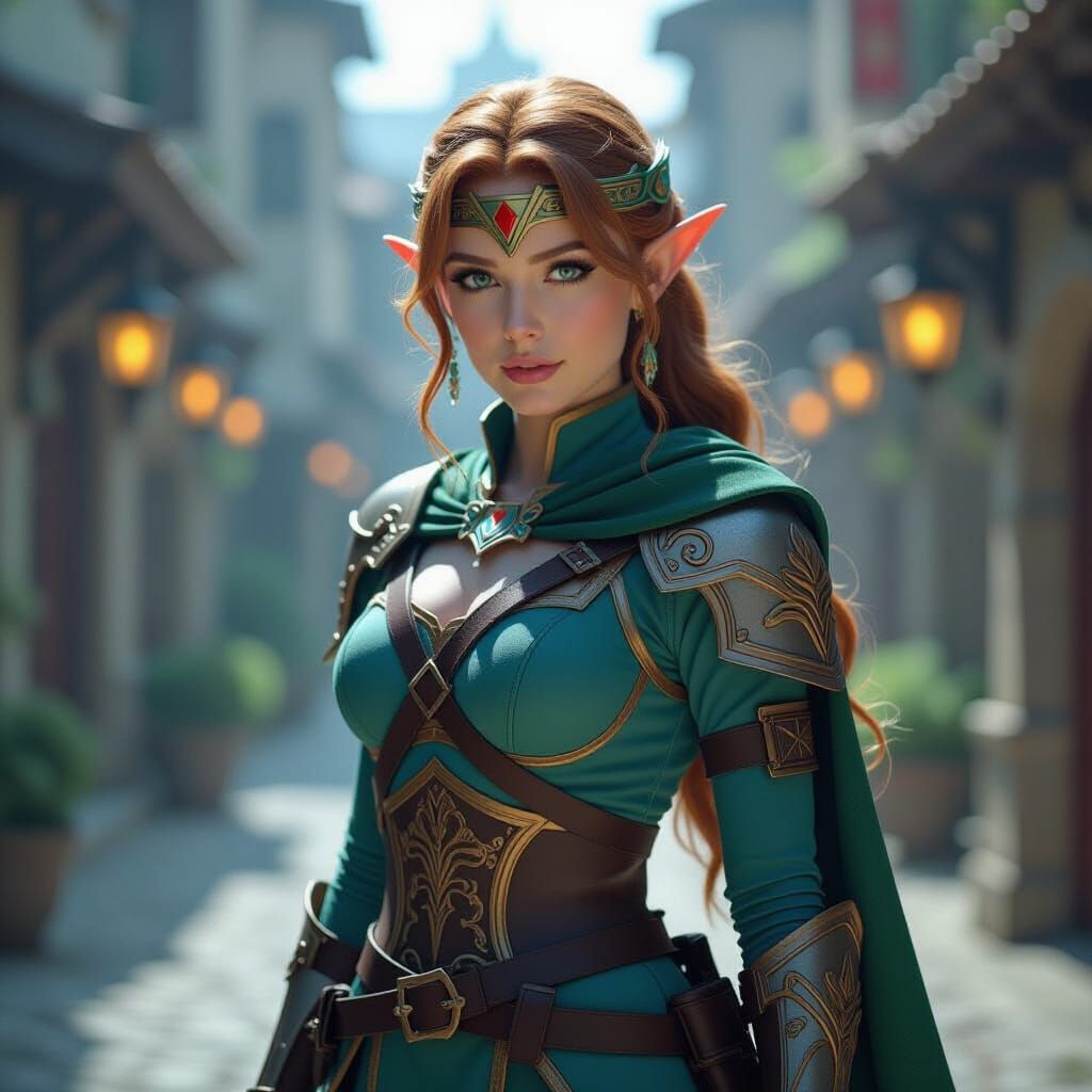 Zelda Posing Heroically: Cinematic Film Still