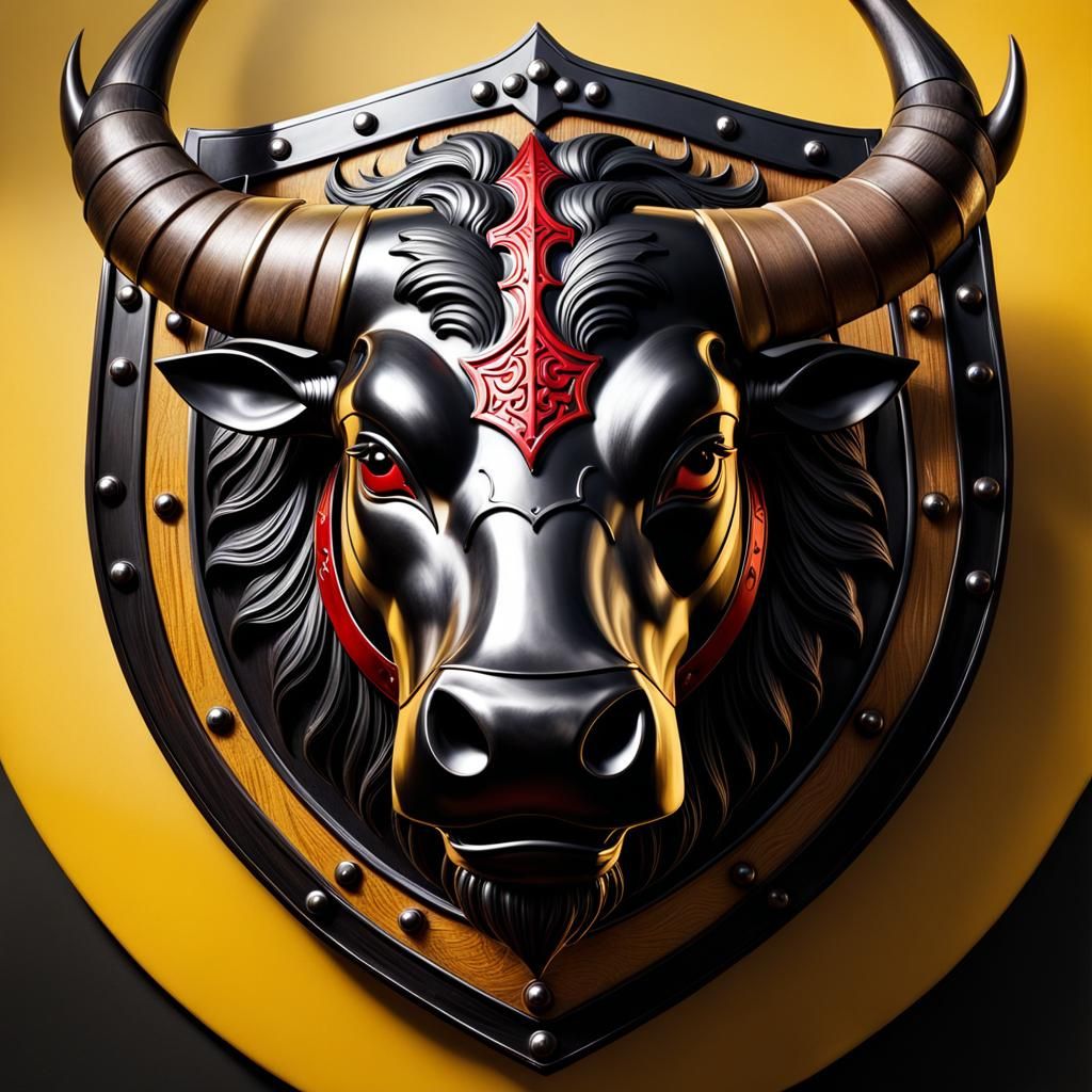 Medieval heraldic Bull shield