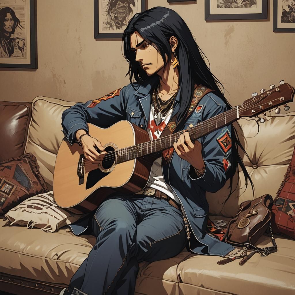 Native American in Emo Style: Anime Art