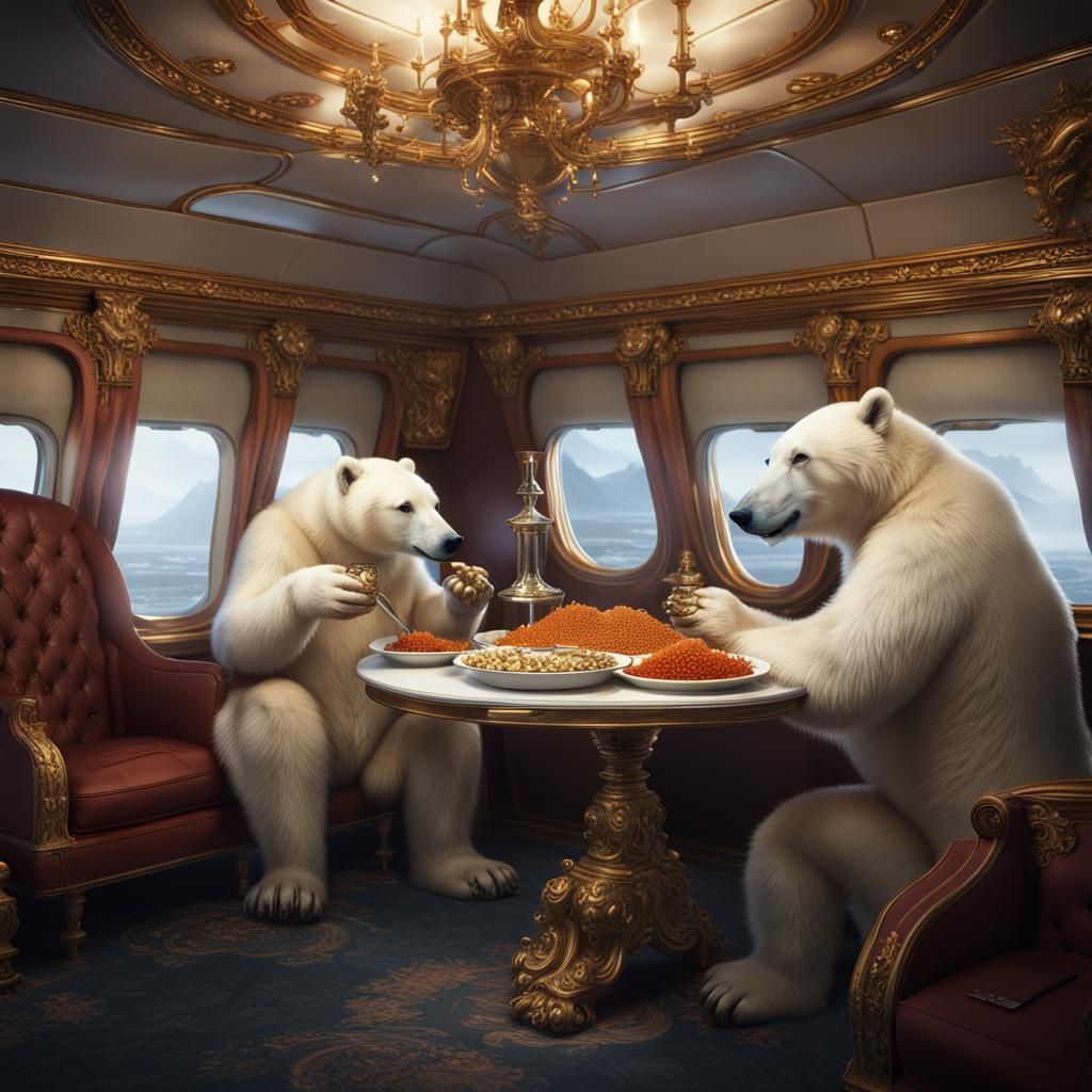 Polar Bears in Baroque Style Private Plane
