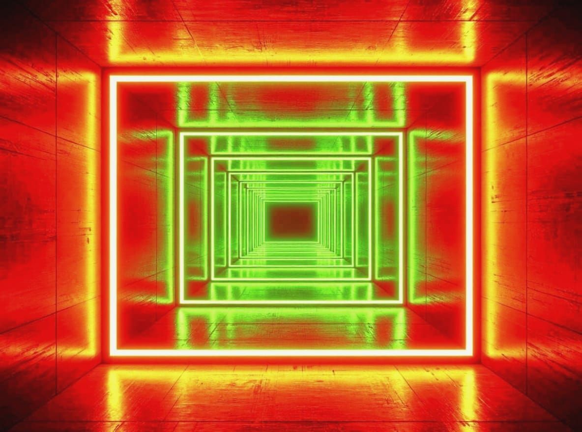 Futuristic Neon Corridor in Cyberpunk Style