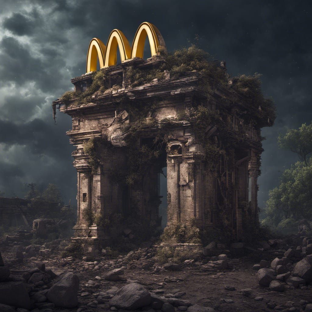 McDonald's Ruins Under a Dark Sky
