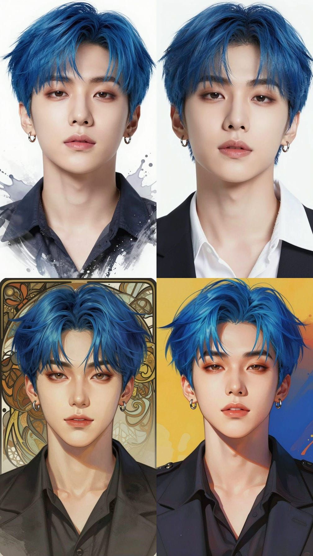 Blue-Haired K-Pop Idol With Tattoo Details