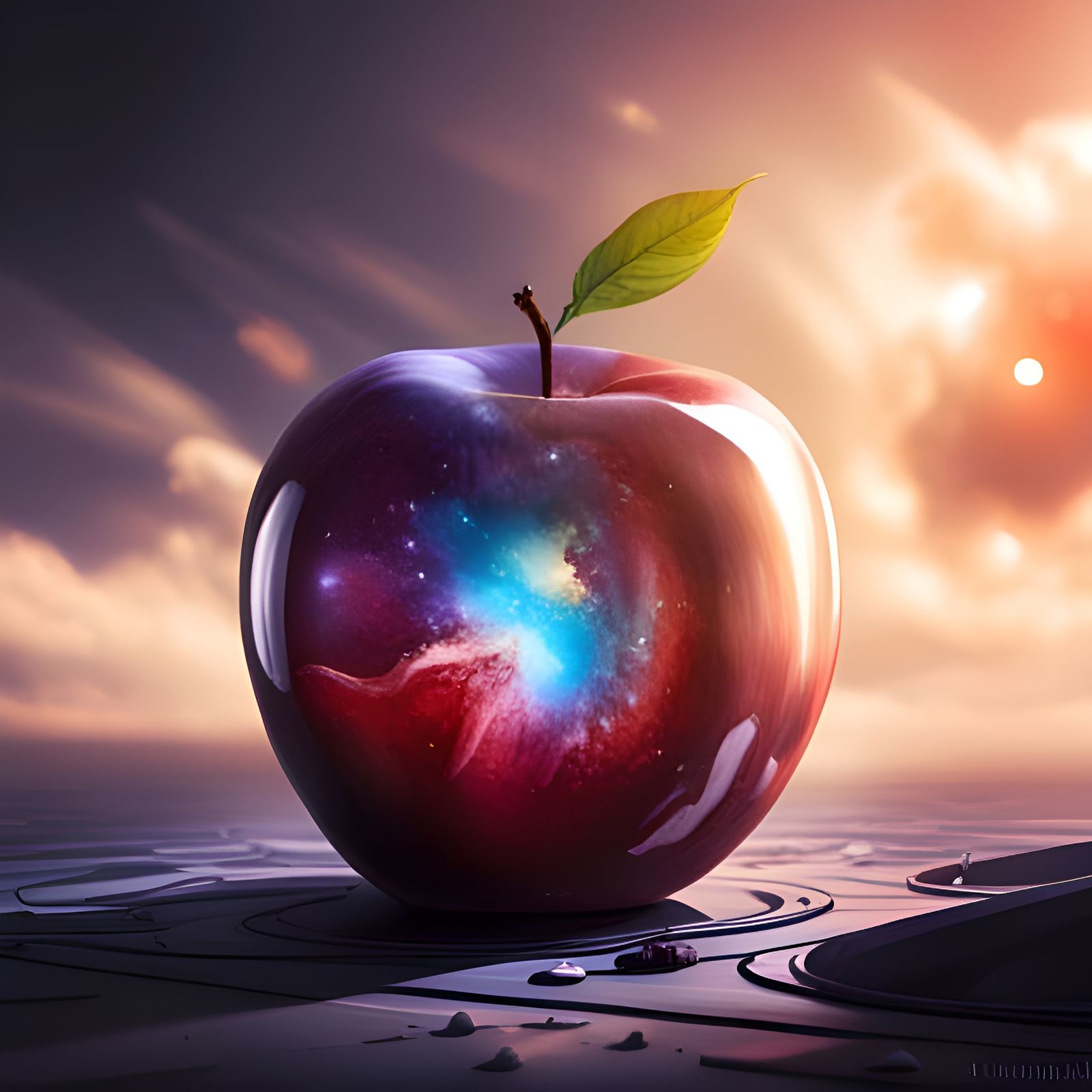 Glass Apple with Galaxy Inside: Digital Art