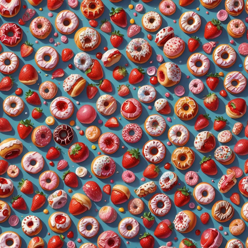 Hyperrealistic Strawberry Jelly Donut in Candy Art Style
