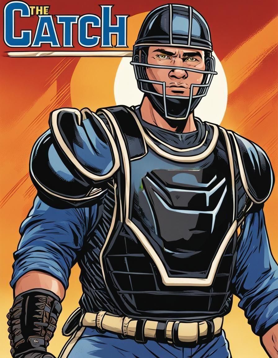 "The Catch" Superhero in Baseball Catcher Uniform