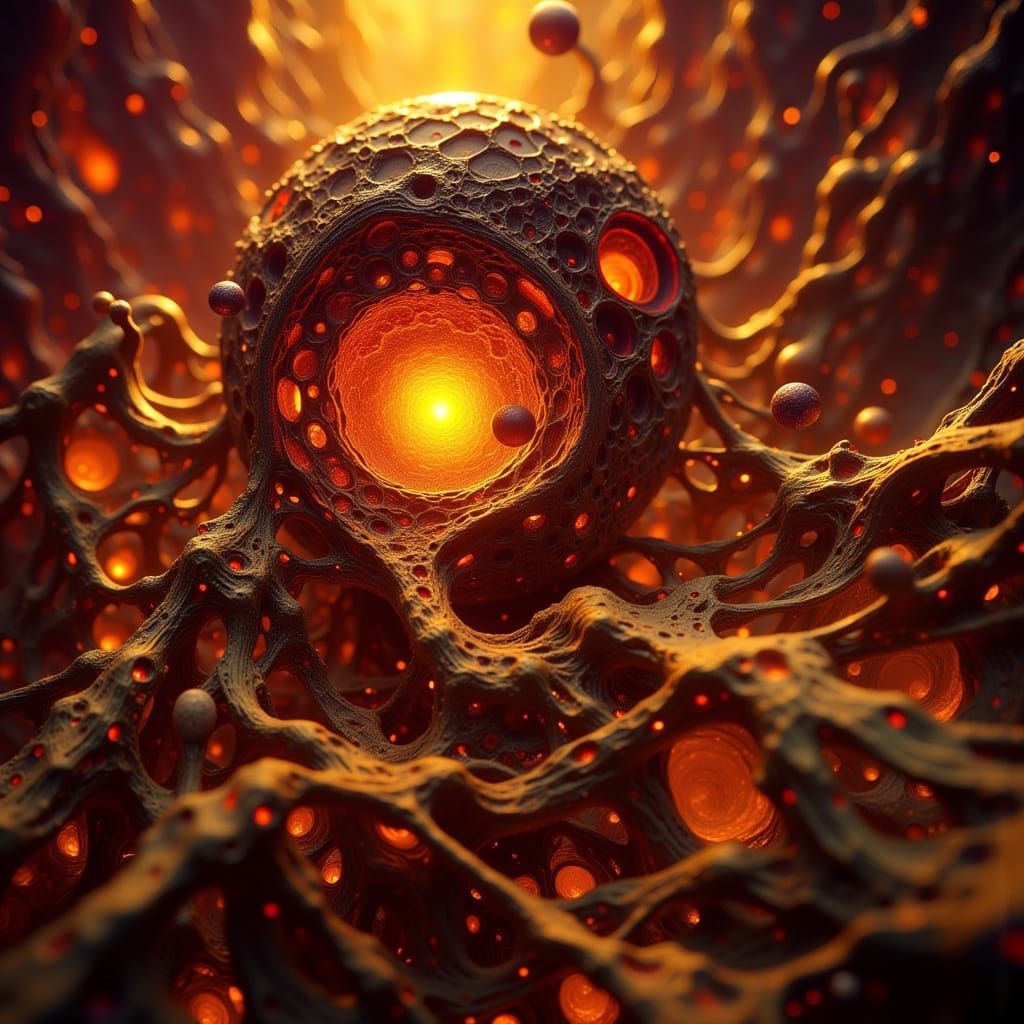 Futuristic Cyberpunk Scene in Amber and Yellow Tones