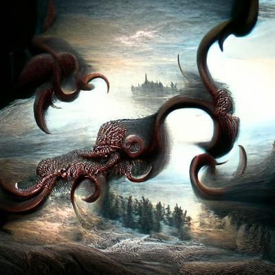 Detailed Octopus Tentacles in Horror Style
