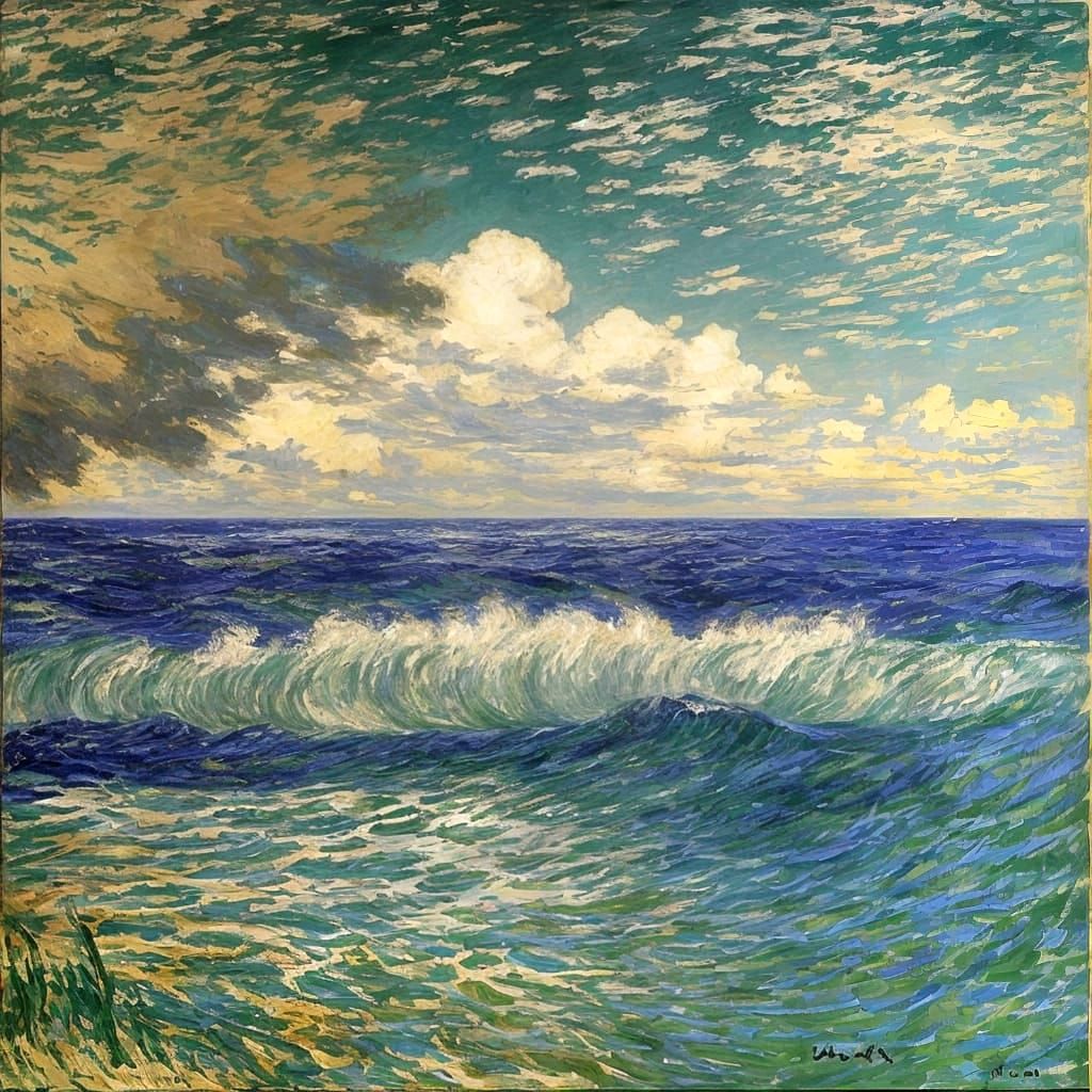 Vibrant Coral Reef Landscape in Impressionist Style