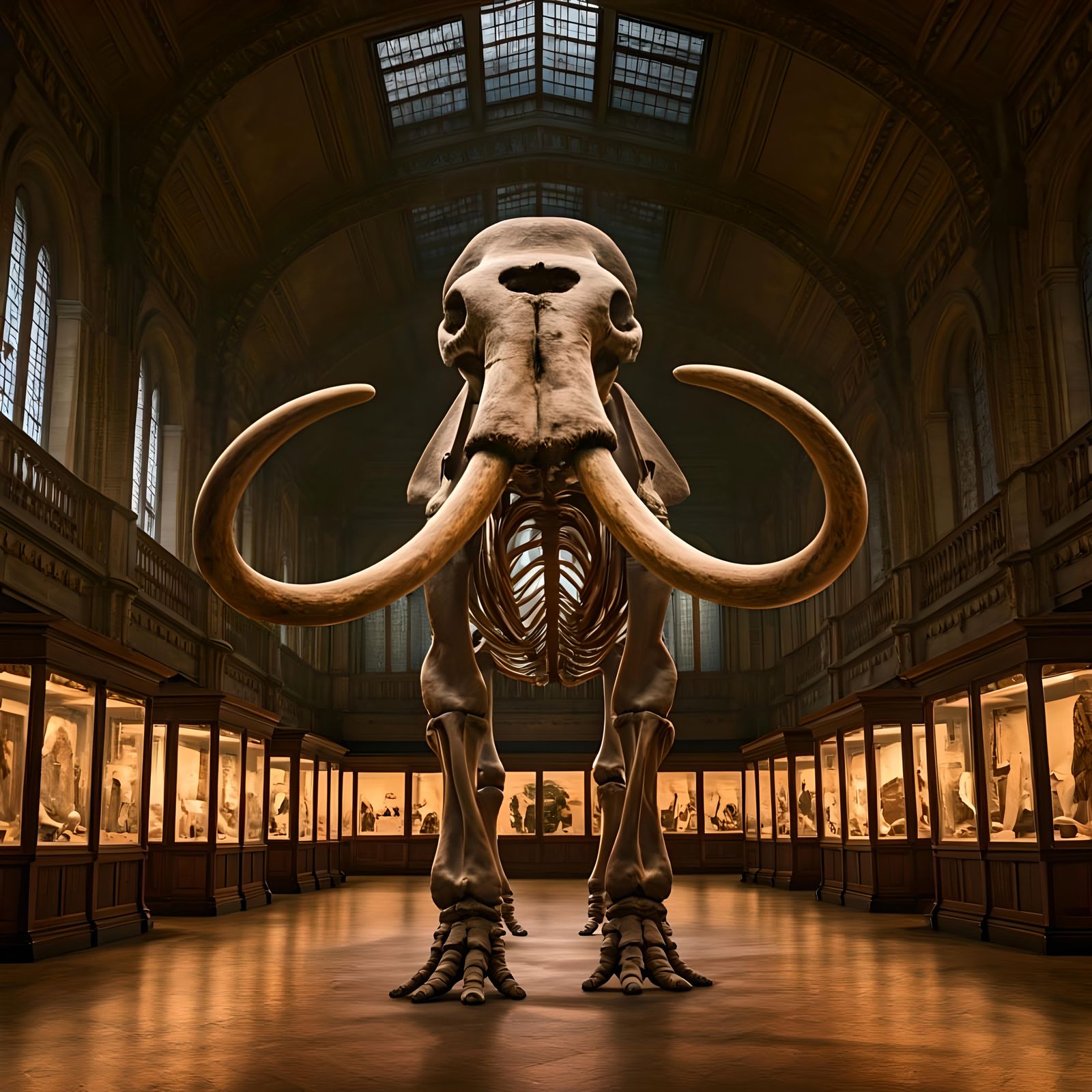 Majestic Mammoth Skeleton in Vintage Museum