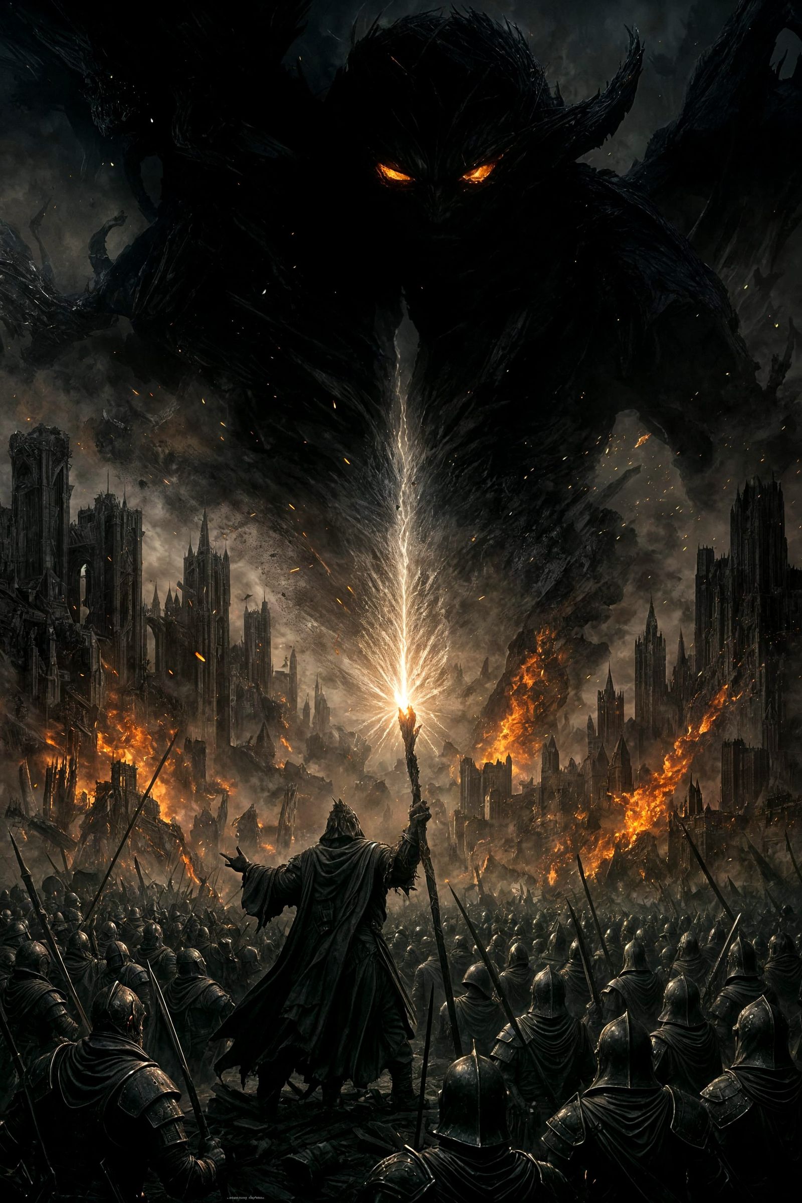 Epic Fantasy Battle: Wizard vs. Dark Entity