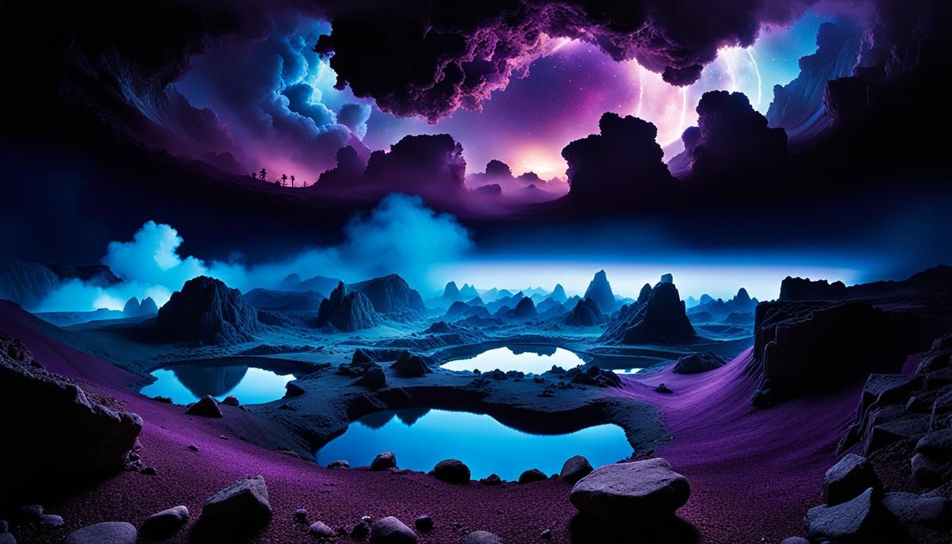 Vibrant Underworld Kingdom in Digital Watercolor