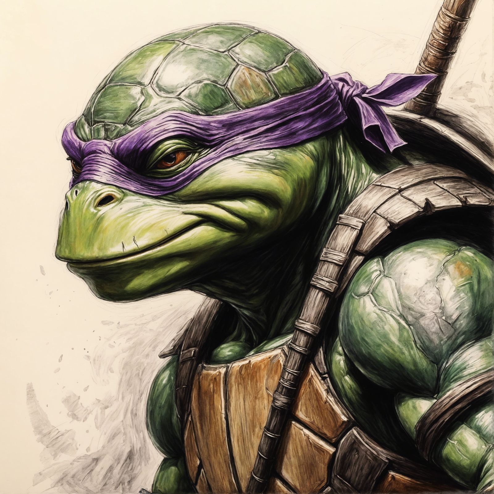 Color Pencil Sketch of Ninja Turtle Donatello