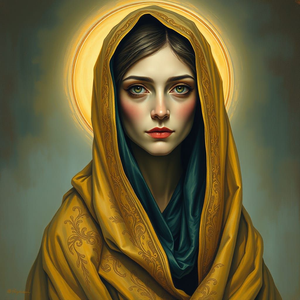 Compassionate Death Personified in Vibrant Egg Tempera Oil P...