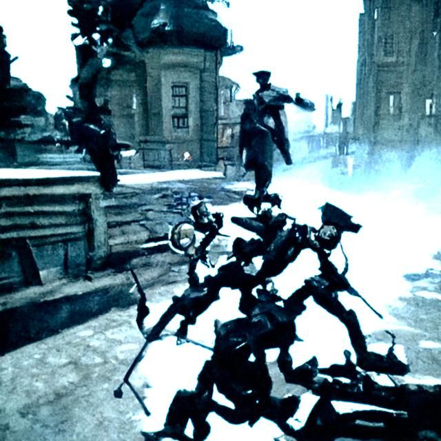 Clockwork Soldiers Attack Civilians in Dystopian Setting