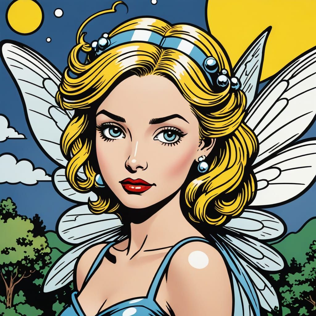 Lichtenstein style cartoon fairy dell