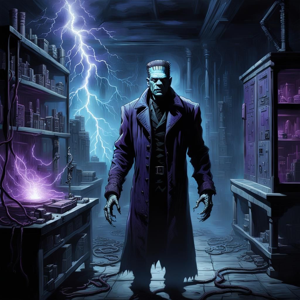 Frankenstein's Monster Emerges in Gothic Horror Art