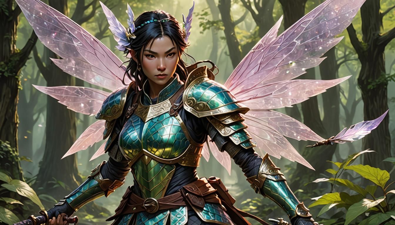 Fairy Samurai: Enchanted D&D Warrior in Anime Style