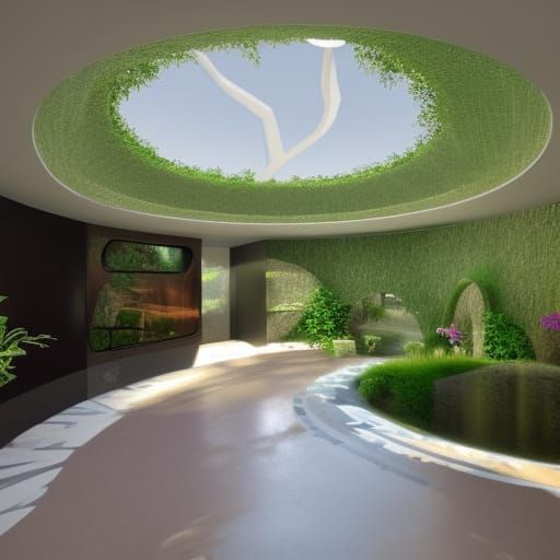 Circular Underground House with Lush Interior
