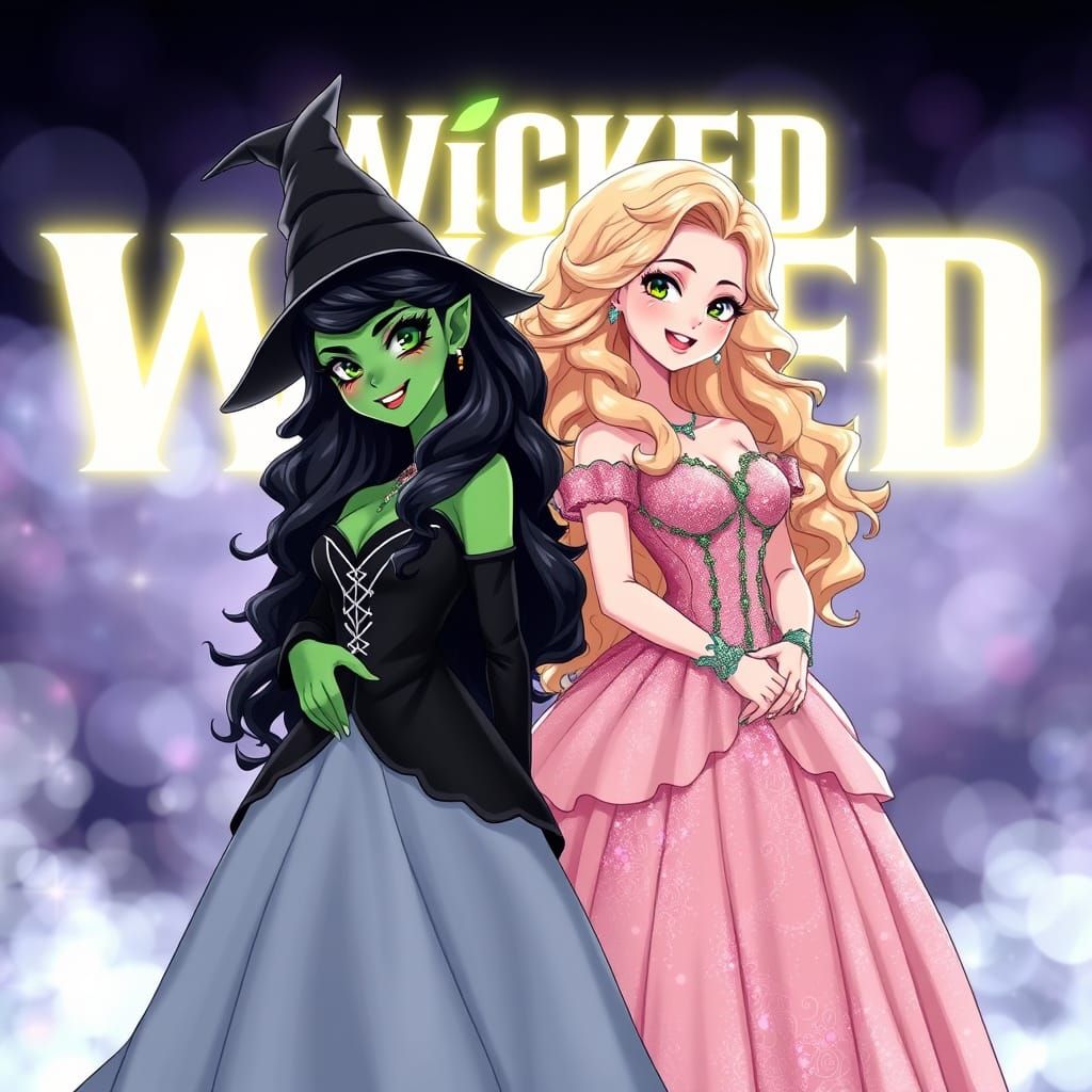 Magical Anime Duo Stands Against a Misty Backdrop in Vibrant...