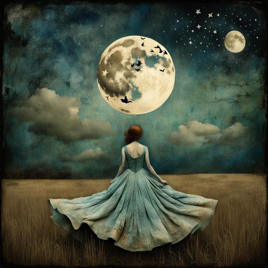 Surreal Collage of Moonlit Desire
