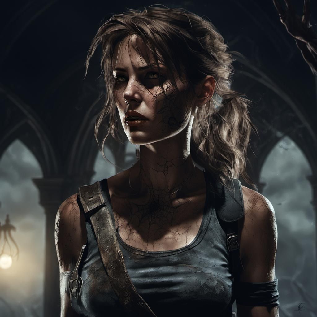 Lara Croft in Haunted Mansion, Digital Painting