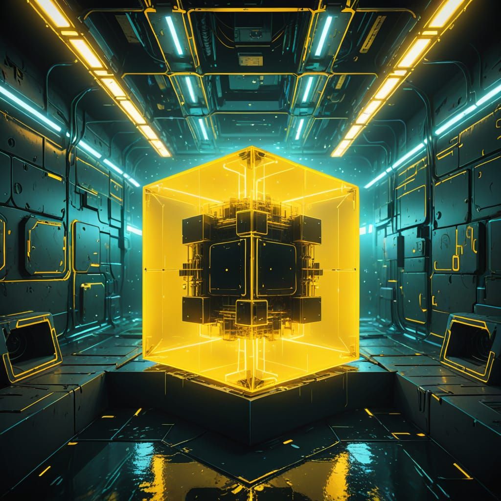 Cyberpunk Yellow Cube Predicts Futuristic Outcomes