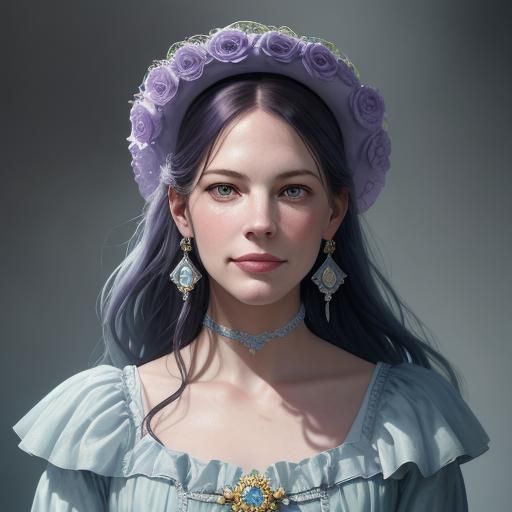 Liv Tyler in Floral Hat: 1800s Fantasy Portrait