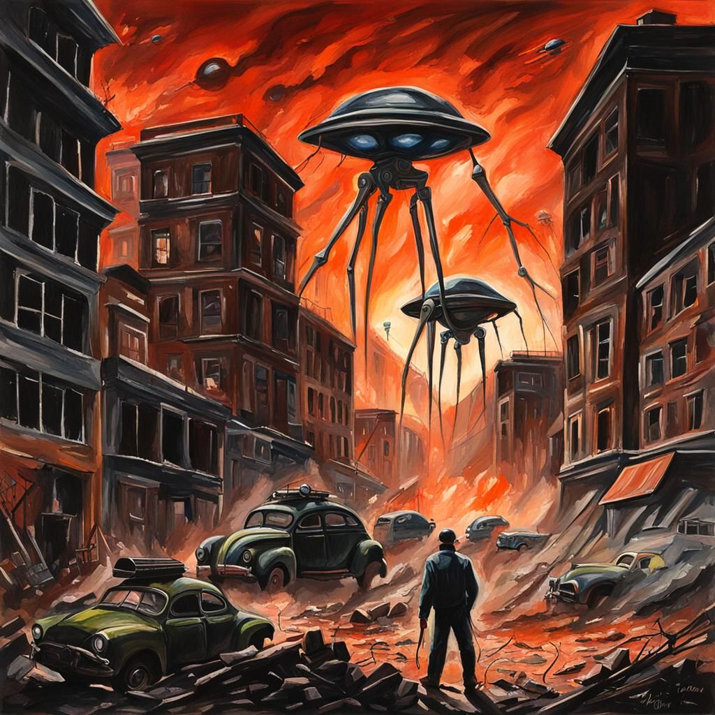 War of the Worlds: Detailed Gouache Painting