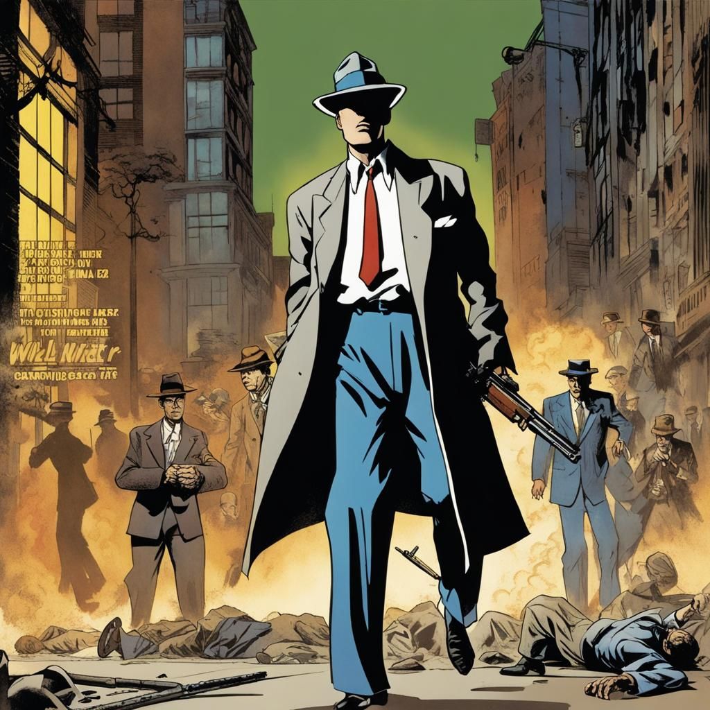 Intense Gangster War Comic Book Illustration
