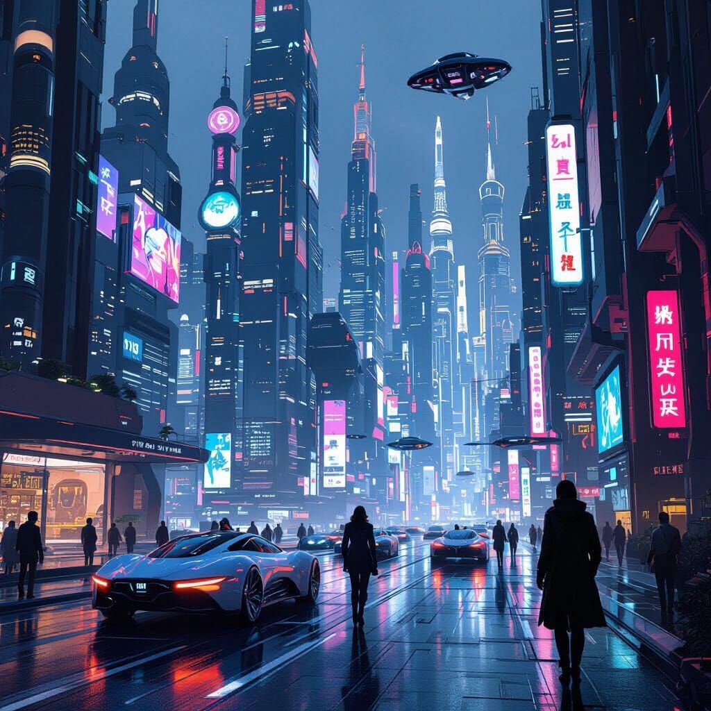 Futuristic Cityscape on Sard Stithy in Industrial Style