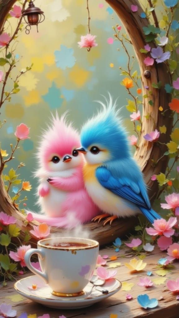 Enchanted Birdhouse Cafe with Bluebird Baristas