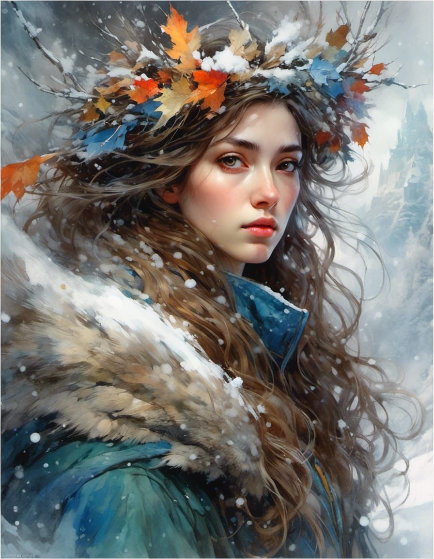 Icy Swedish Princess Portrait as Impasto Painting