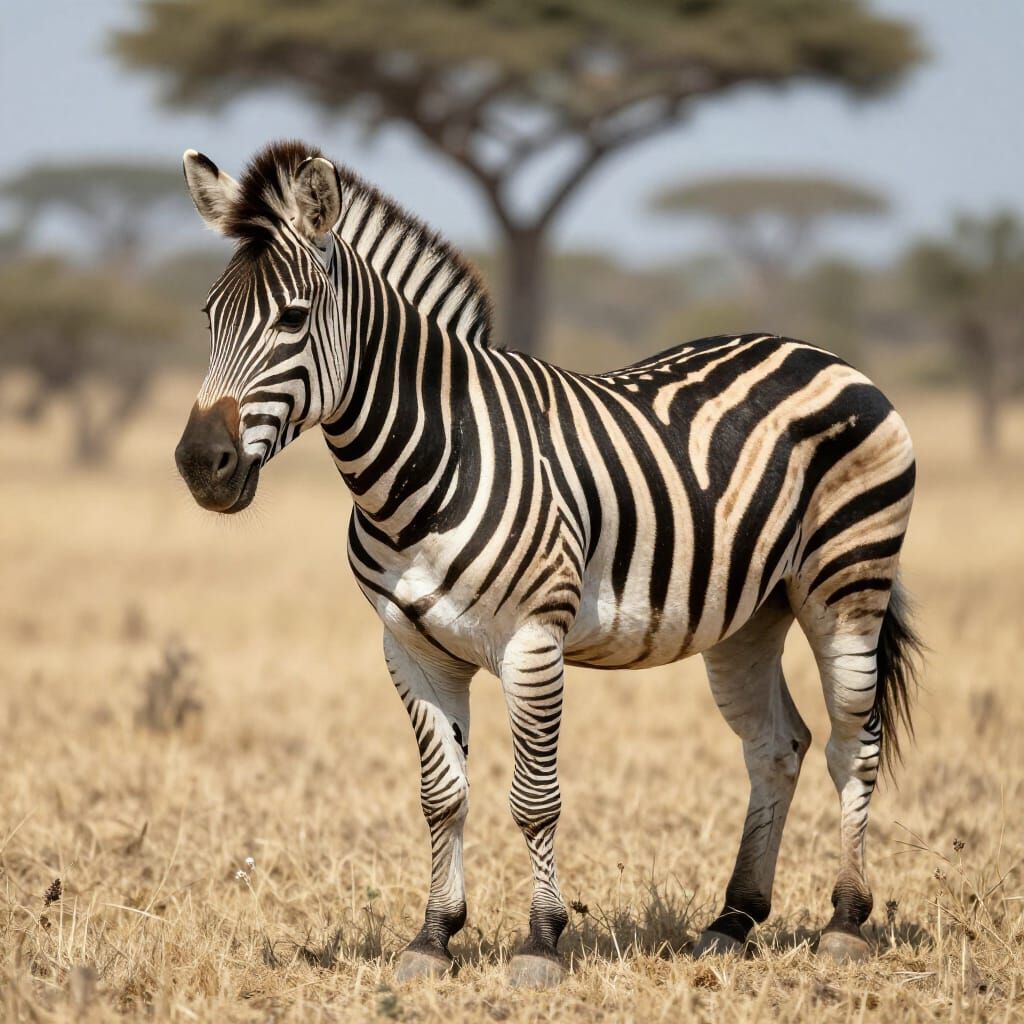 Vibrant Yellow Zebra Standing Proudly