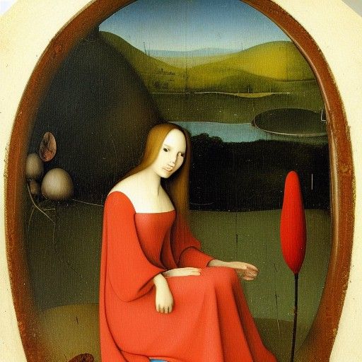 Fairy on Mushroom in Bosch Style