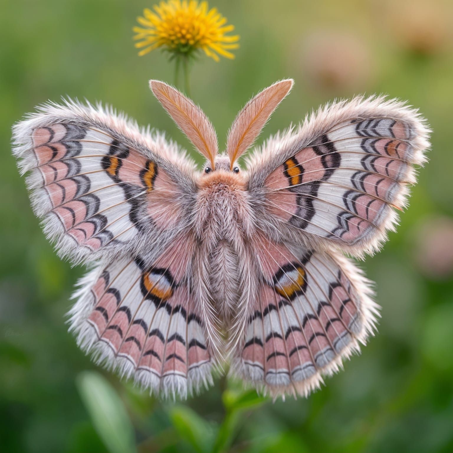 Giant Pink and Grey Soft Hairy Moth
