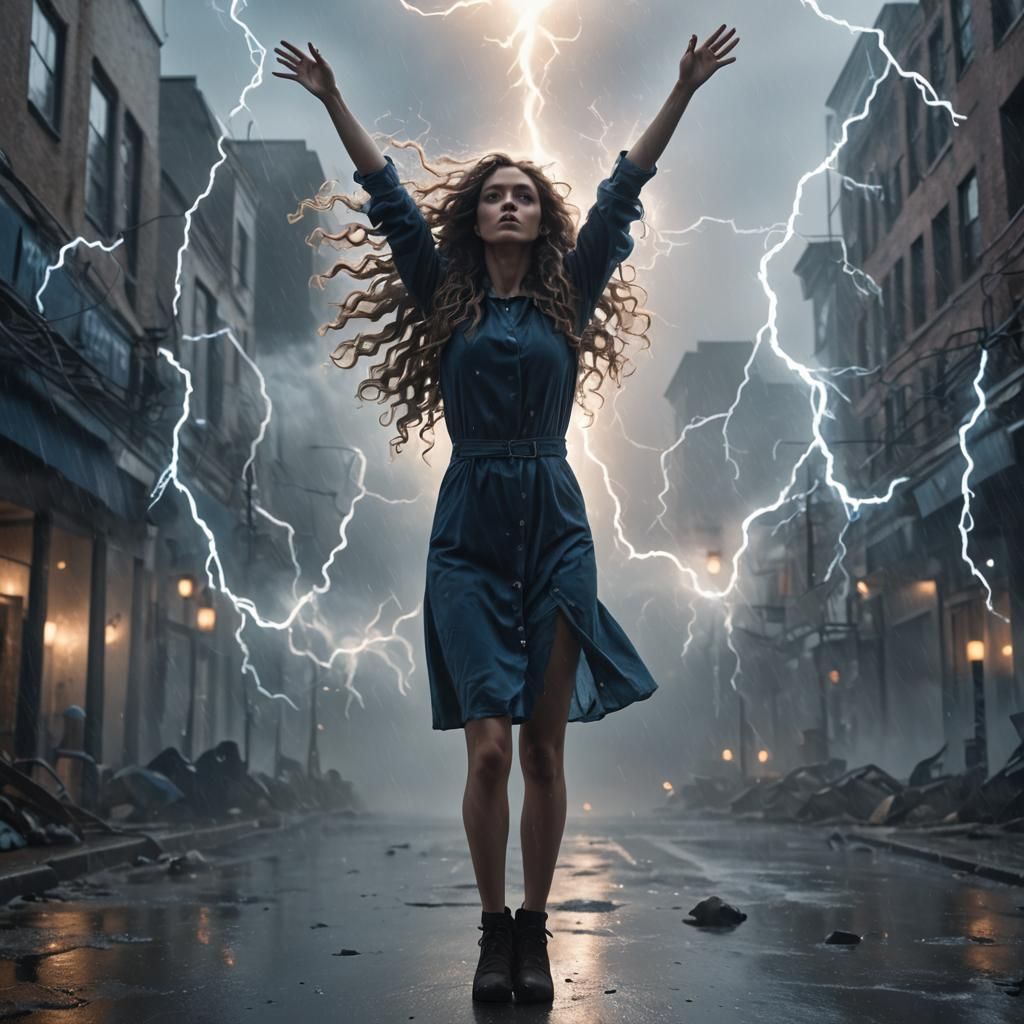 Weather Girl with Electric Glow in Gaslight Fantasy