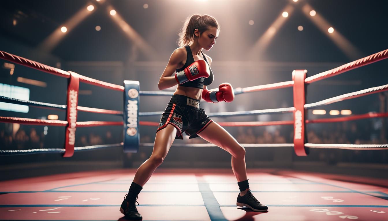 Young Woman Kickboxing Fighter in Las Vegas