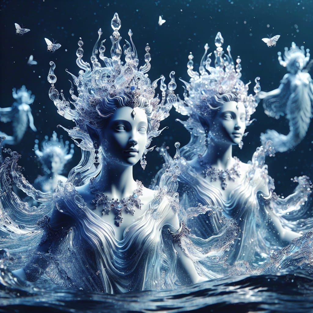 Majestic Naiads: Water Spirits in Hyperrealistic 3D