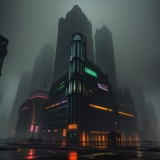 Cyberpunk Metropolis in Ruins
