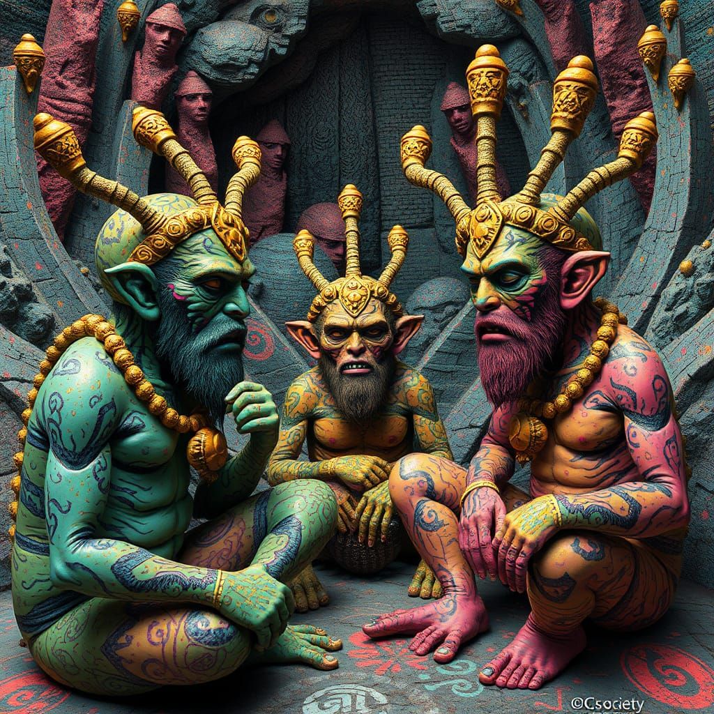 Pre-Adamic Beings in Surreal 3D Graffiti Art