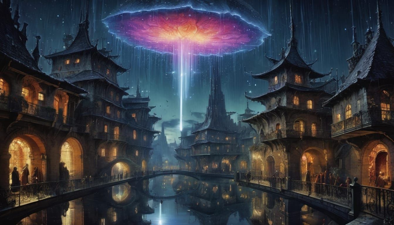 Surreal Dreamscape Architecture in Gustave Doré Style