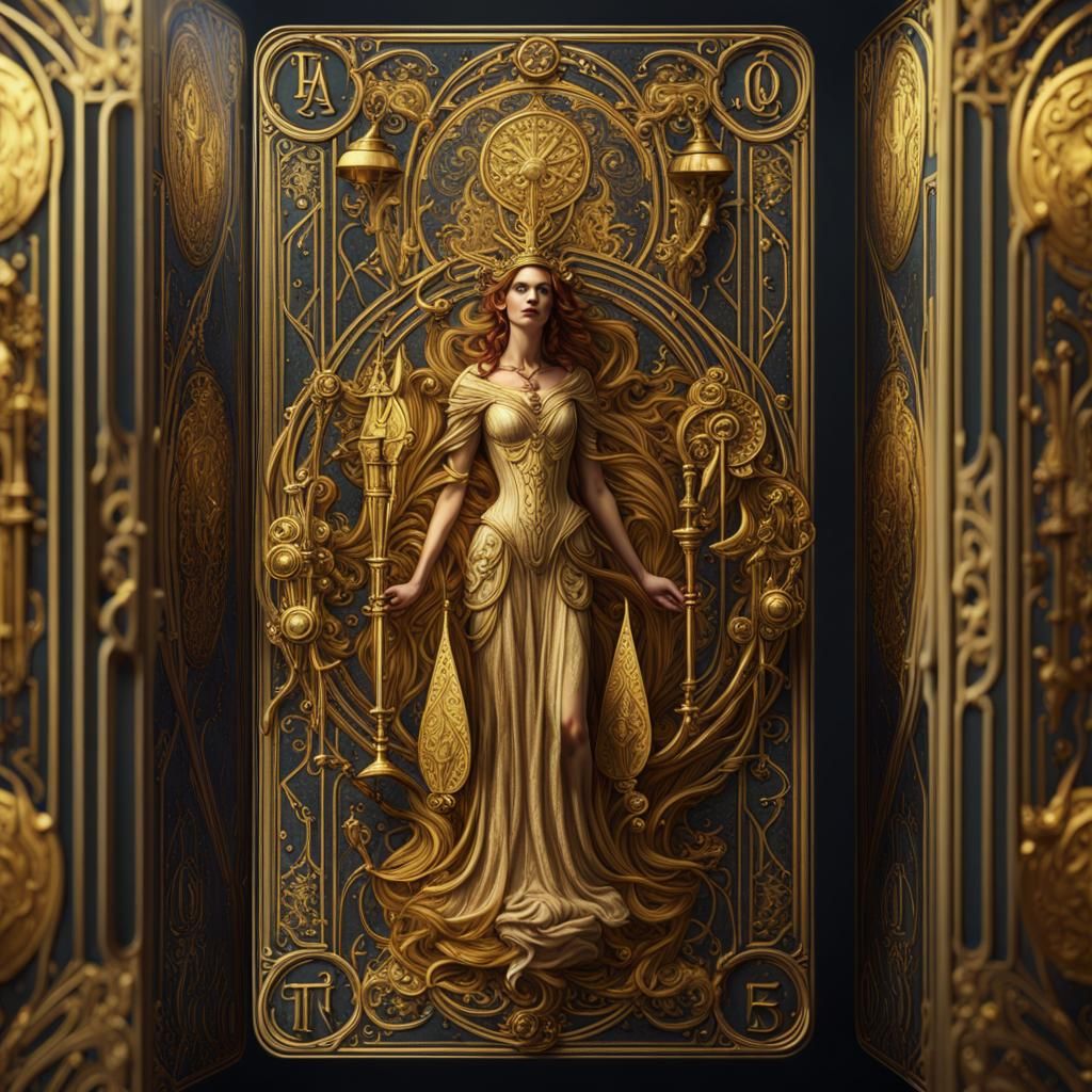 Golden Tarot Deck: Detailed Matte Painting in 8K
